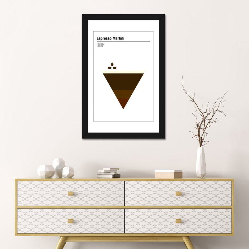 « expresso martini », impression sur toile, H 24 po x l 16 po x P 1 po, Papier d'art encadré noir, Blanc