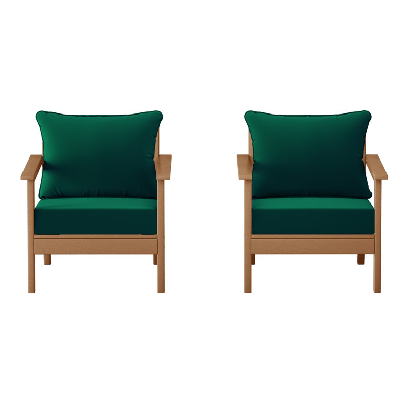 Chaise profonde avec coussins (ensemble de 2), Green, Teck