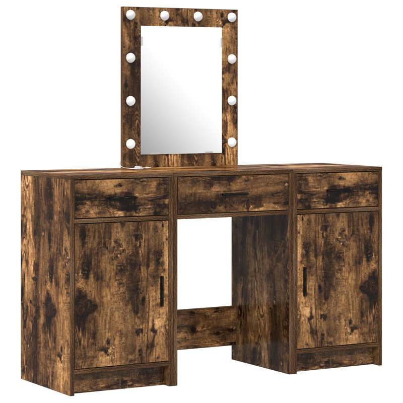 Dressing Table with Mirror, Smoked Oak