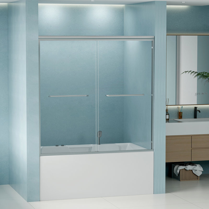 Porte de douche double coulissante, Argent argent