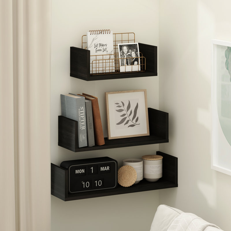 Meryn 3 Piece Wall Mounted Floating Shelf with Invisible Brackets