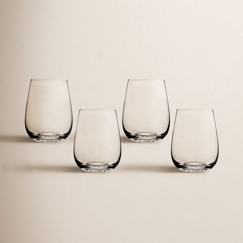 de verre soufflé à la bouche traditionnel Over & Back - ensemble de 4 verres sans pied classiques, verre à vin