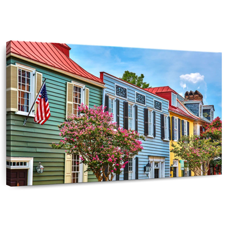 Ravi maisons colorées de Charleston, H 34 po x l 51 po