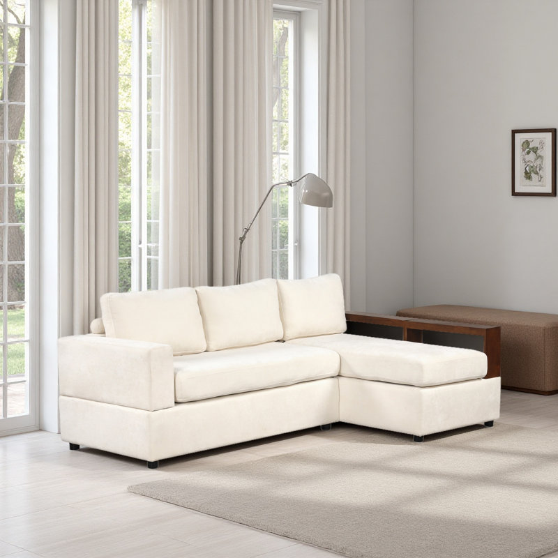 Canapé modulaire rembourré 87,4 po avec accoudoirs réversibles, Chenille beige