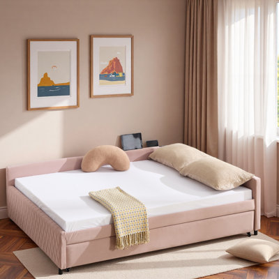 Upholstered Daybed With Trundle And Usb