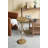 11.8X11.8X28.3" Round Iron Side Table With Gold And White Floral Accents And Cement Base