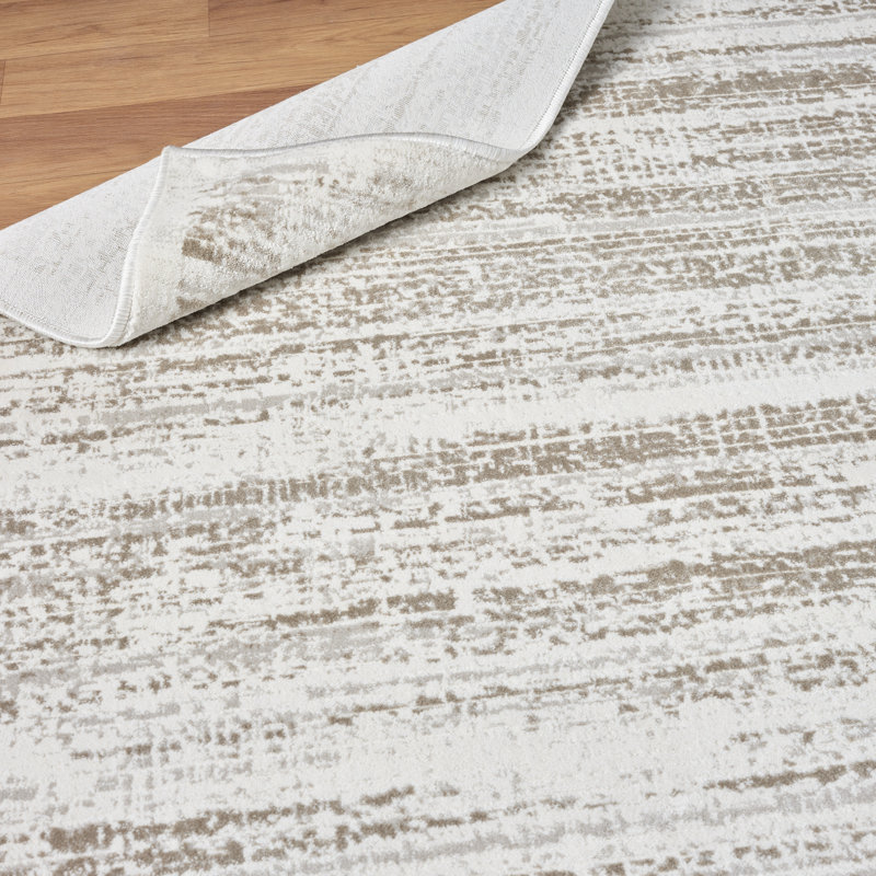 Huseman Beige Textured Horizon Area Rug, Rectangle 9'6" x 13'