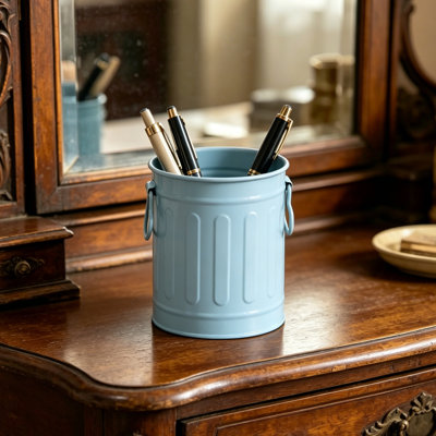 Vintage Industrial Style Metal Pen Holders With Handles Cylindrical Iron Desk Organizer Multifunctional Storage Cup For Office Kitchen Utensil Home Art Supplies