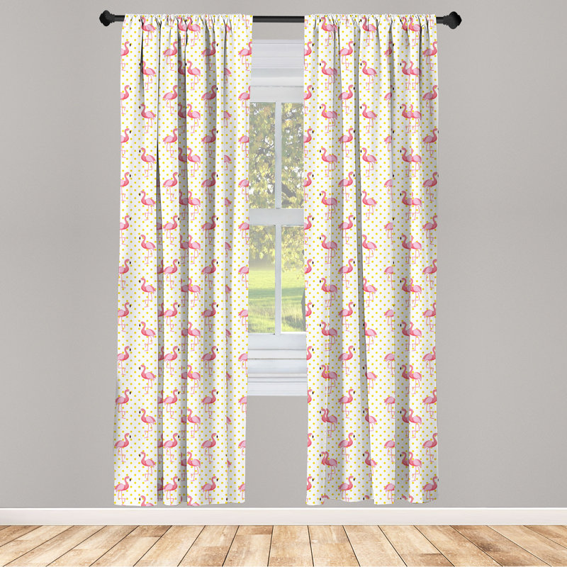 Flamingo Semi-Sheer Rod Pocket Curtain Panels, 28" x 84"