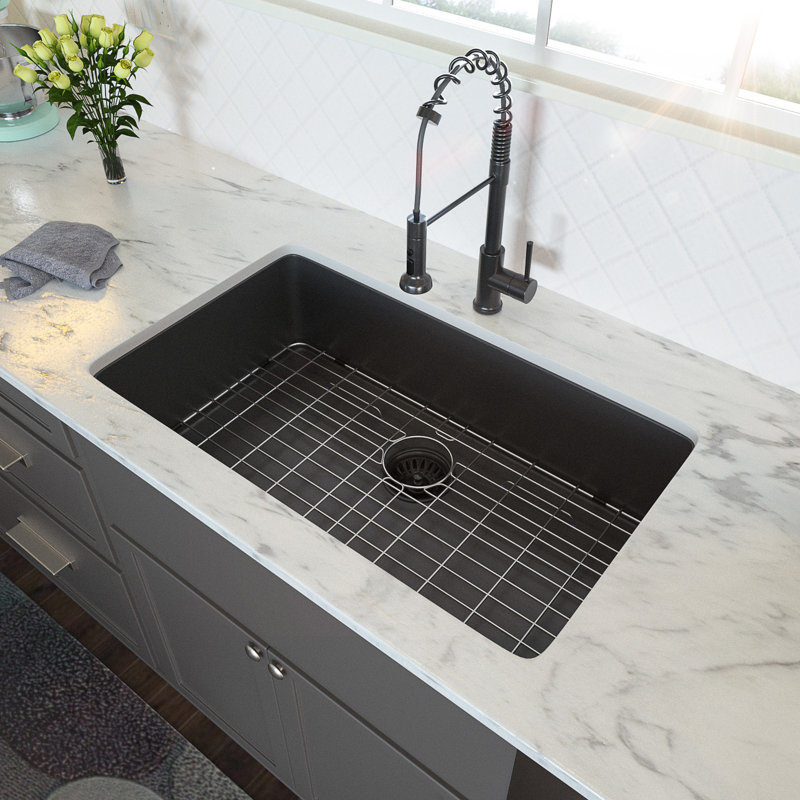 Gunmetal Black 28 X 18 Inch Undermount Single Bowl Kitchen Sink 16 Gauge 10 Deep, Sus304 Stainless, Hand - Crafted, Soundproof, Condensation Handcrafted,