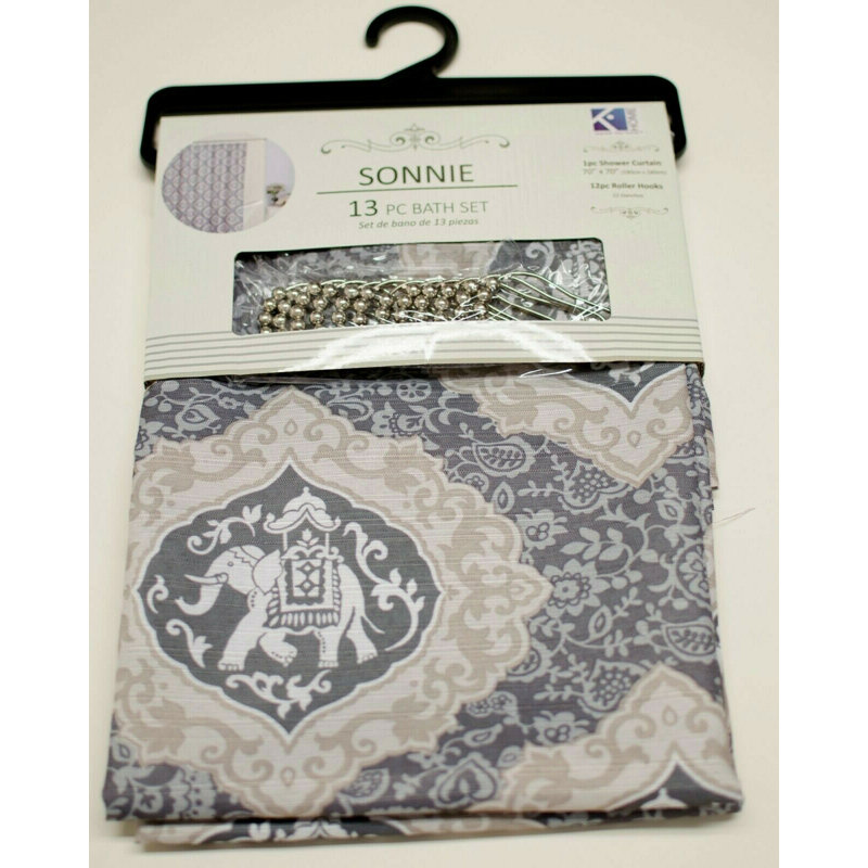 Geometric Shower Curtain with Hooks Included