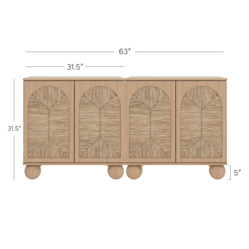 Seagrass Storage Cabinet Set Or TV Stand, Raw Oak