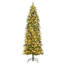 6FT/7.5Ft/9FT/12FT Flocked Pencil Christmas Tree - Pre-lit Frosted Slim Artificial Tree with Pine Cone, Space Saving Xmas Tree Holiday Decoration, with Full Warm White LED Lights, Foldable Base-432881849