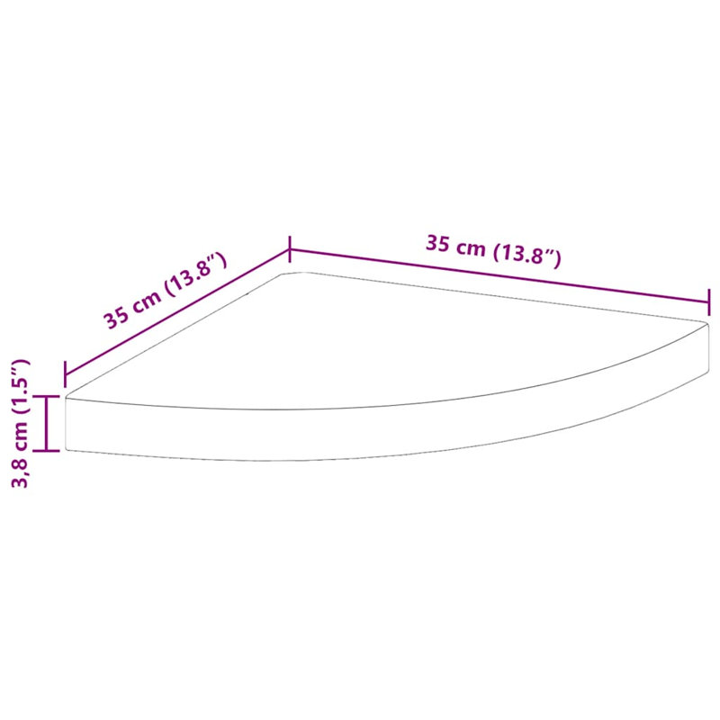 Tablette flottante triangulaire en bois massif 2 pièces Naudiya, Chêne, H 1,5 po x l 13,8 po x P 13,8 po