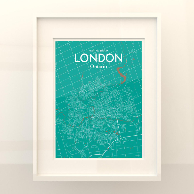 London Ontario City Map In Nature - No Frame Print, 20cm H x 16cm W x 0.05cm D