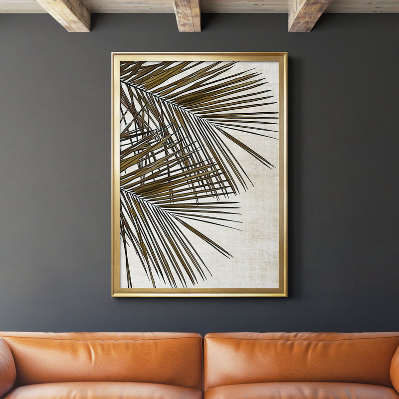 Palm I - peinture sur toile encadrée, Cadre doré, H 30,5 po x l 42,5 po x P 1,5 po