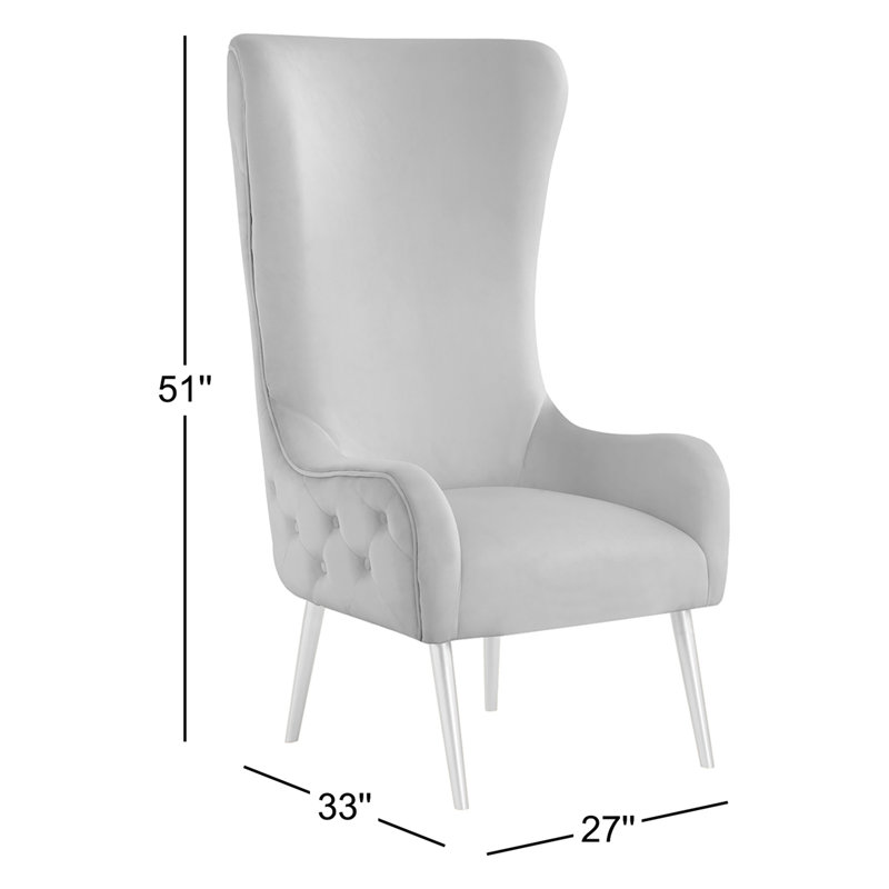 Alexander 27" Wide Velvet Wingback Chair, Gray Velvet