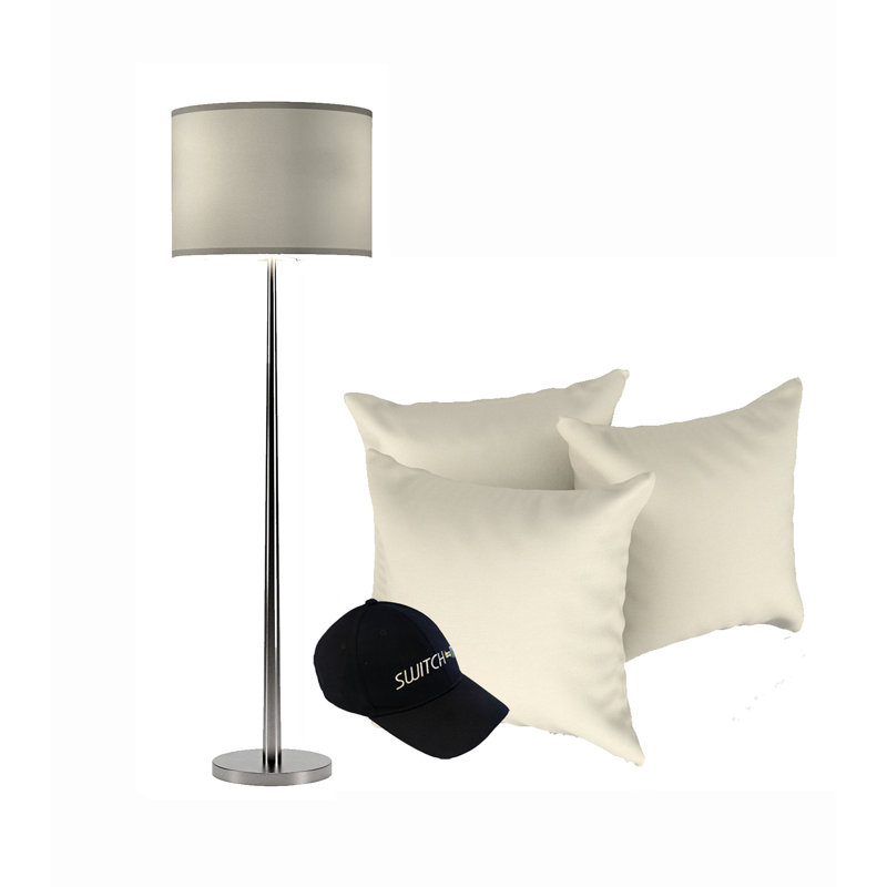 61'' Brushed Nickel Traditional Floor Lamp, Cream