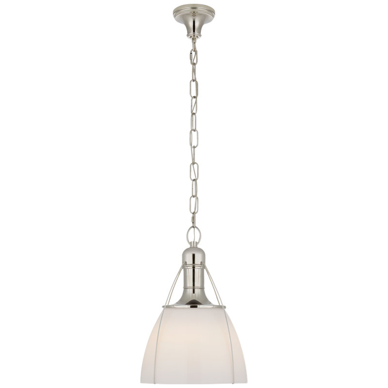 Chapman & Myers Prestwick Pendant, 21" H x 14" W x 14", White, Polished Nickel