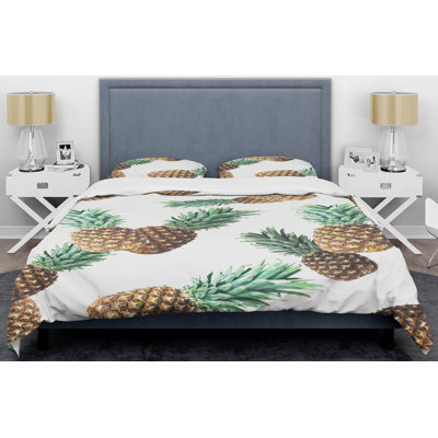 Ensemble de housse de couette bliss de style mid-century ananas summer
