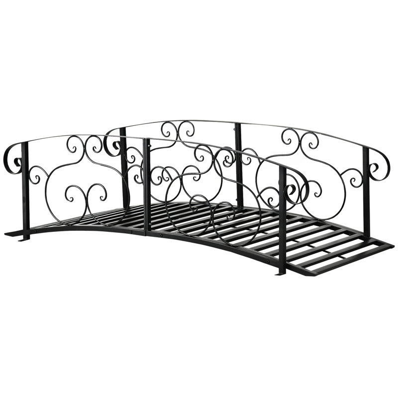 Pont en métal de 6 pi pour la cour arrière - noir, au-dessus des ruisseaux et des allées, avec arche durable pour une apparence élégante