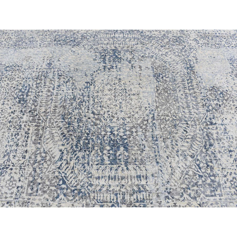 Tapis gris en soie noué à la main 8 pi 3 po x 10 pi 2 po D404E30F40814631B9F0F581D671BC62