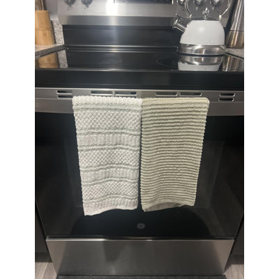 Set of 4 Ribbed 100% Cotton Kitchen Towels 18 x 28 Inch OEKO-TEX Absorbent Hand Dish Towels