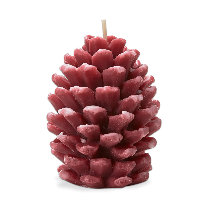 Frosted Pine Cone Candle, Red