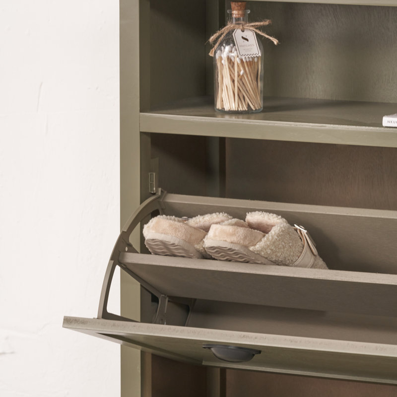 12 Pair Flip Down Shoe Storage, Olive Green