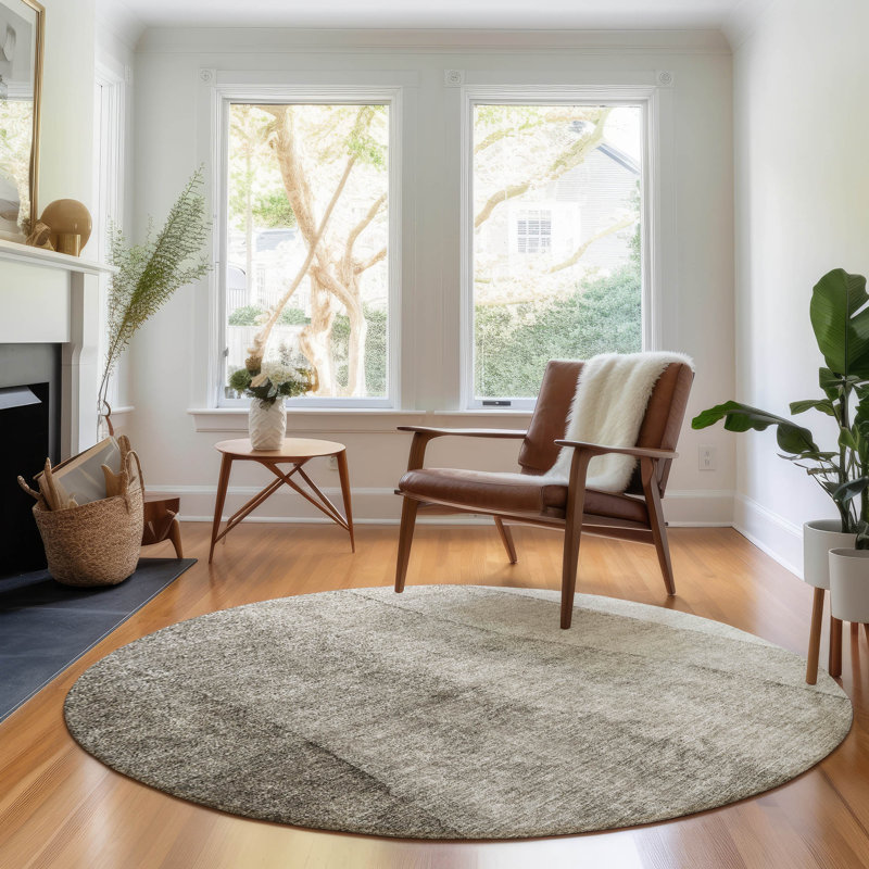 Premium Machine Washable Prisco Taupe Rug, Round 8'