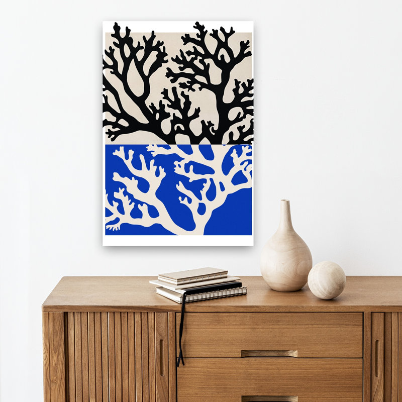 Coral Contrast Abstract Modern Organic Nature Ocean Wall Art Print by Treechild - Wrapped Canvas Print, 45.72cm H x 30.48cm W
