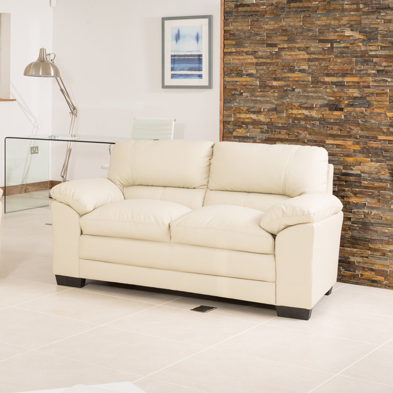 Robidoux 2 Seater Faux Leather Loveseat, Cream