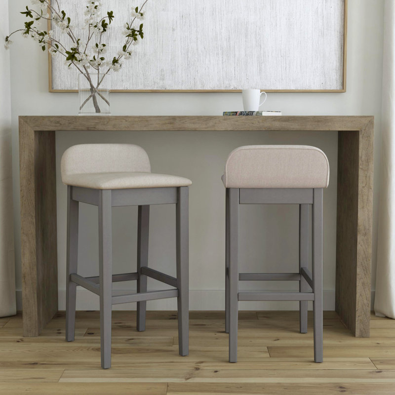 Sherlock Upholstered Counter Stool, Bar Stool (30" Seat Height), Distressed Gray