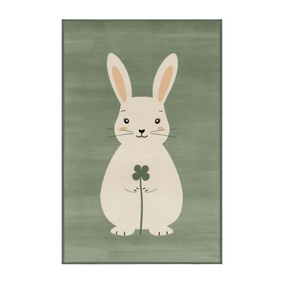 Tapis à motif abstrait en peluche doux et moelleux de style moderne St Patties - vert