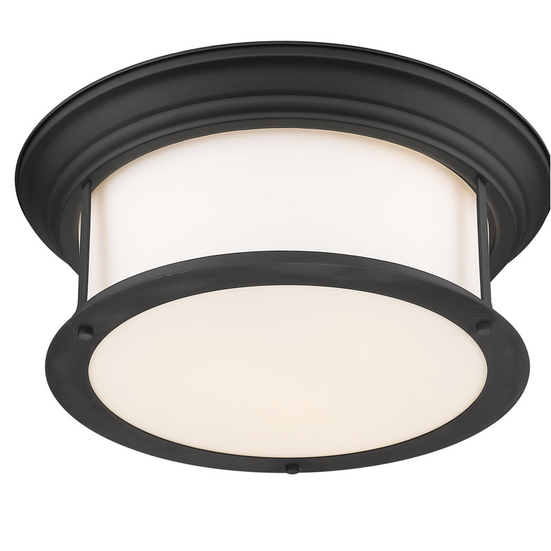 Canale Glass Flush Mount, Matte Black, 6.5"H x 15.5"W x 15.5"D