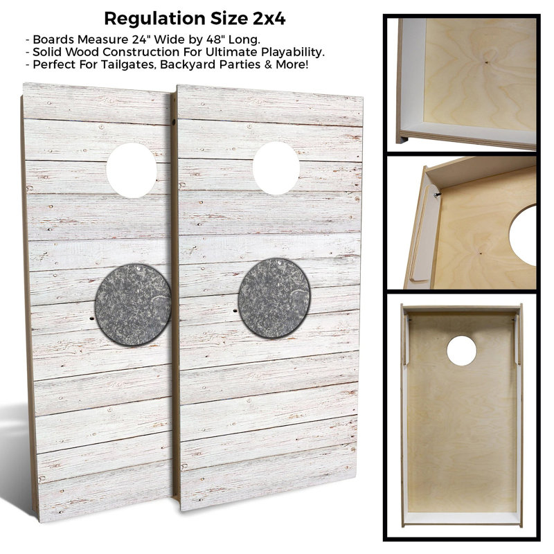 Ensemble de 2 panneaux de cornhole à thème drapeau 2 pi x 4 pi avec étui et lumières, Gris, Japon