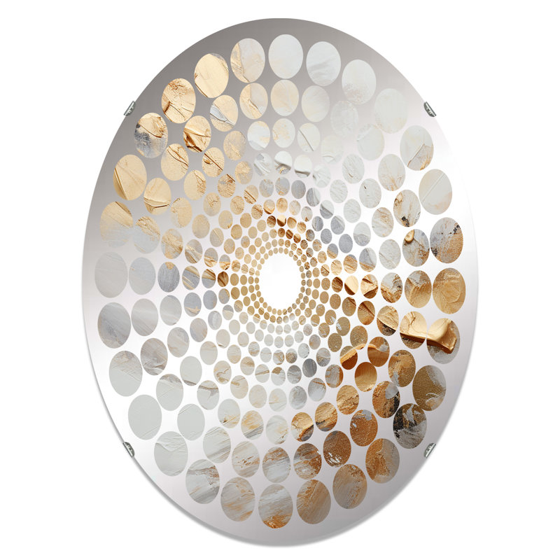 Miroir décoratif beige et doré Glacier Stone Simplicity III - Radial Dot-MIR113332-Oval, L 20 po x H 30 po