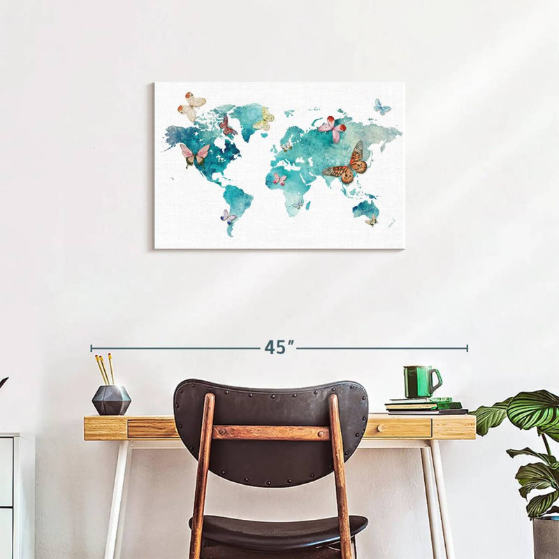 Carte du monde des papillons Aliaz, H 20 po x l 30 po