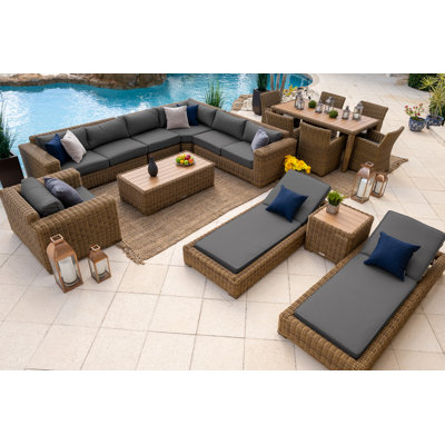 Ensemble de mobilier d'extérieur 16 pièces Malmo