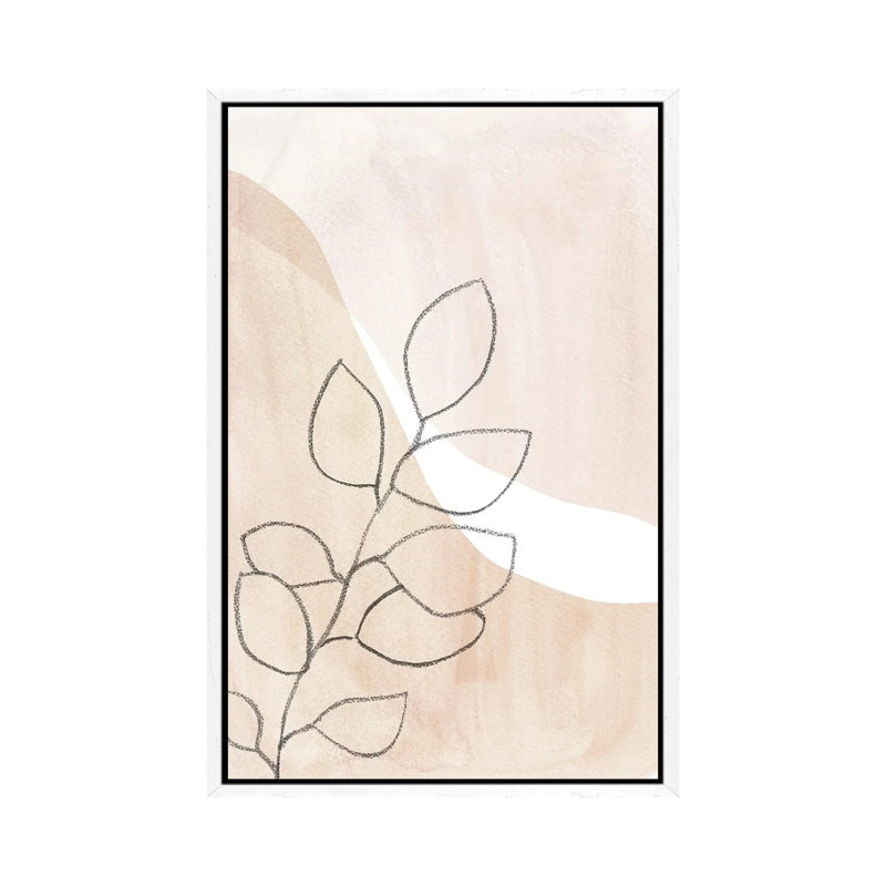 Neutral Plant by Whales Way - Painting on Canvas, 66.04cm H x 45.72cm W x 3.81cm D, White Framed