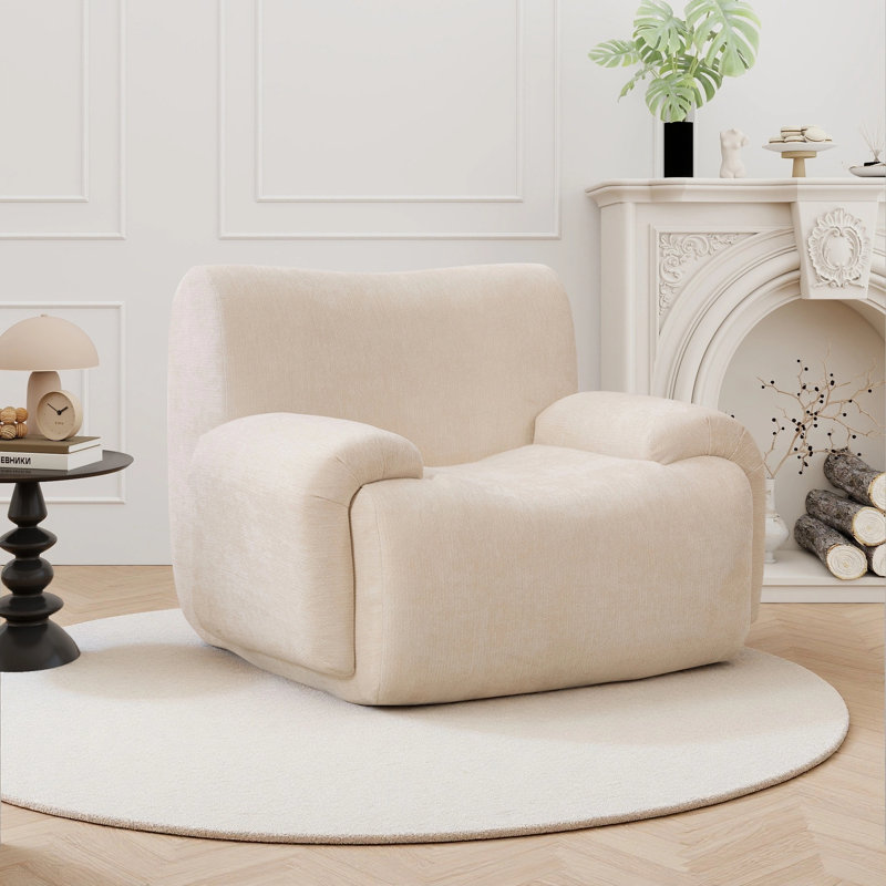 42" Modern Upholstered Oversized Compression Accent Chair, Beige