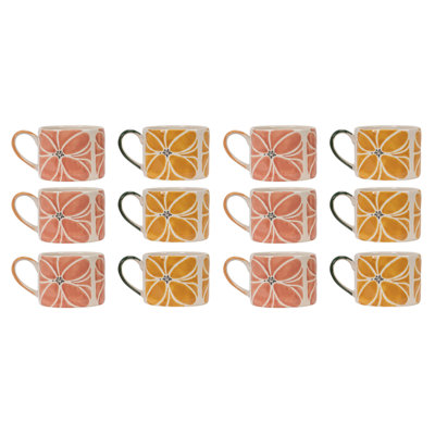 Stoneware 10-Ounce Mugs With Wax Relief Design