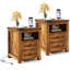 Table de chevet rustique moderne avec table de chargement - table de chevet 18 po avec 2 tiroirs et tablette ouverte Rustic-157992596-156549811