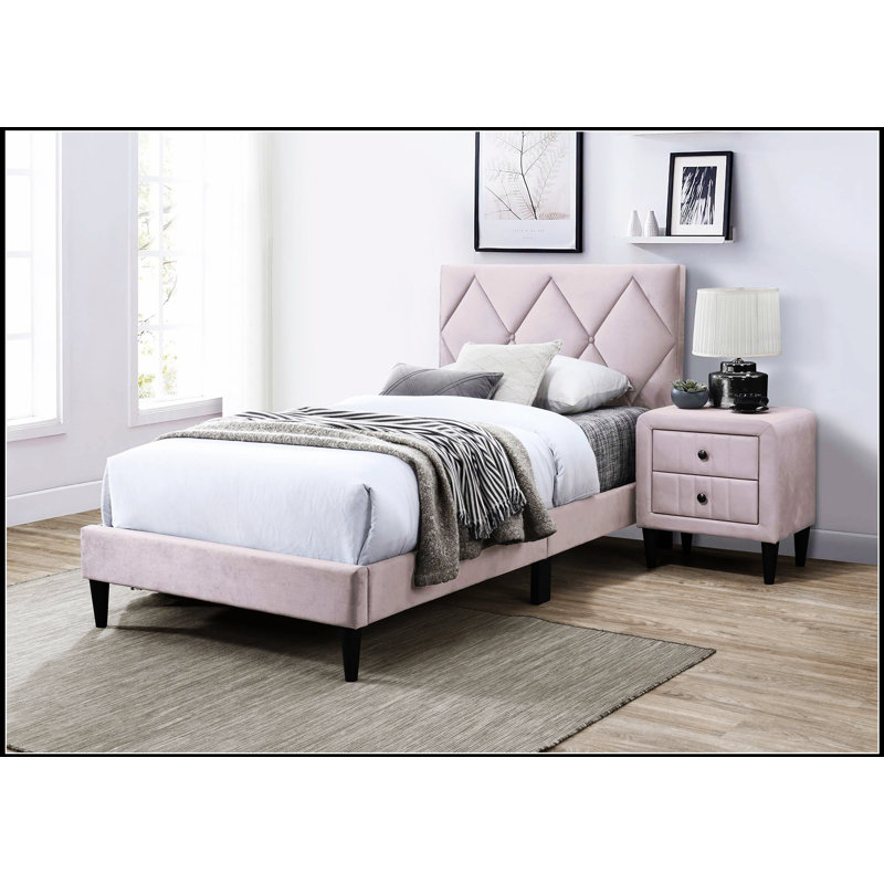 Lit luxueux en velours avec tête de lit réglable pour un confort ultime et un design élégant, Marine