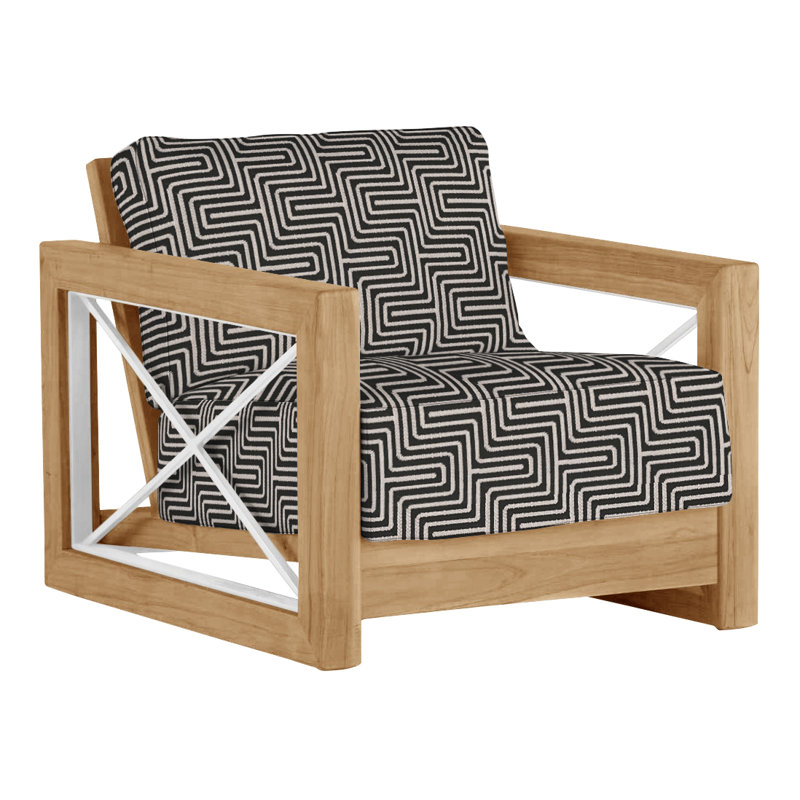 Malta Teak Outdoor Lounge Chair, No welt + Standard fill, Natural Teak, Perigold Key Figure Onyx