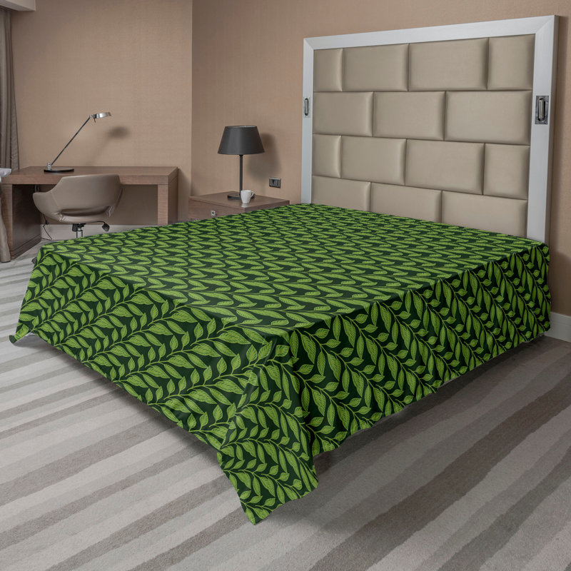 Drap-housse à motif floral Ambesonne, Drap plat grand, Vert lime, émeraude / floral