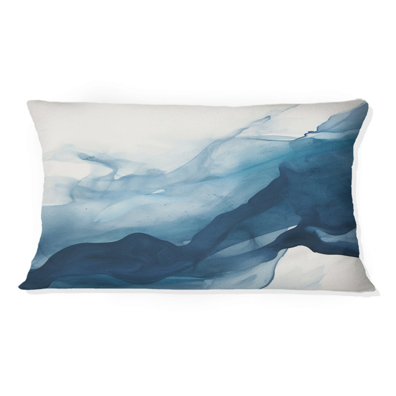 «Blue and White Dancing Watercolor Clouds» - Coussin décoratif avec peinture abstraite