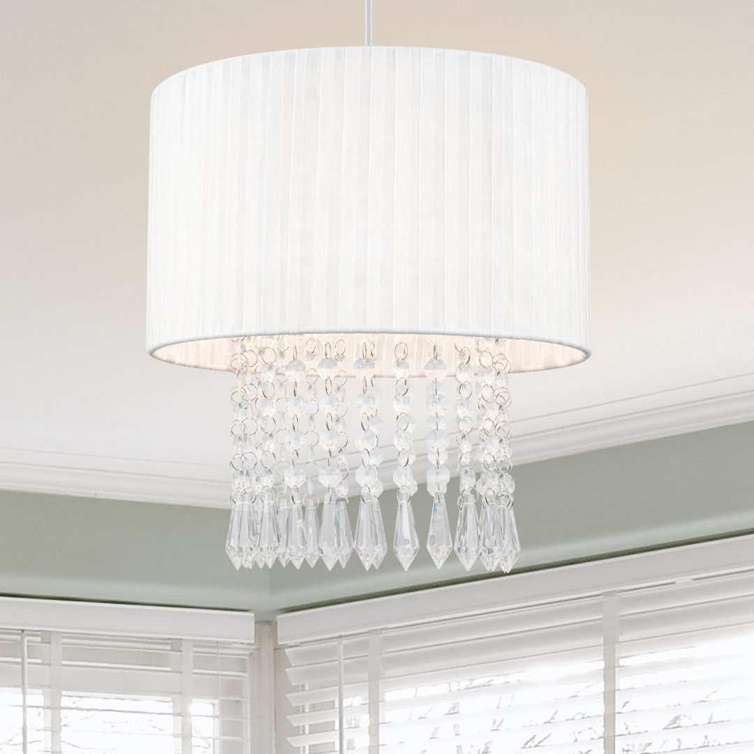 Winni Beaded Voile Easyfit Modern Lamp Shade - 30x30x31cm, fits E27/E14/B22 with adaptor included