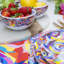 Multi Coloured Roses Faux Linen Napkin