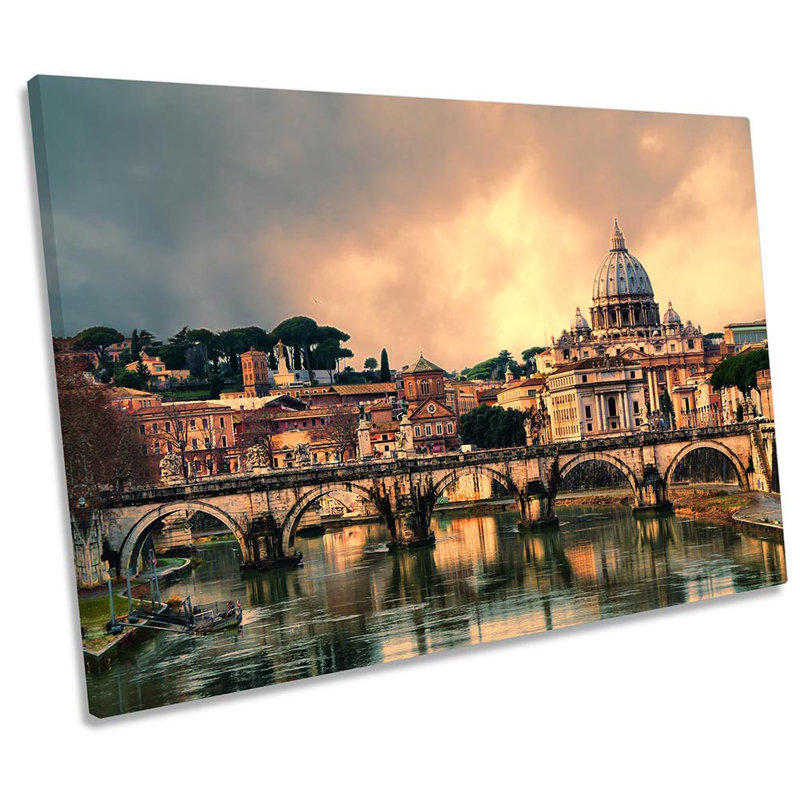 Rome Italy Sunset - Wrapped Canvas Print, 40.6cm H x 61cm W x 2cm D